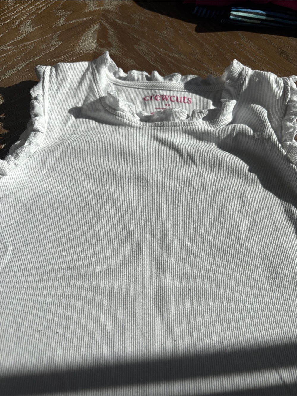 Crewcuts White Ruffle-Trim Ribbed Tank